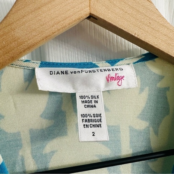 Diane Von Furstenberg Vintage Dress Mini Wrap Silk Blue White Jude 2 Extra Small - Picture 5 of 6